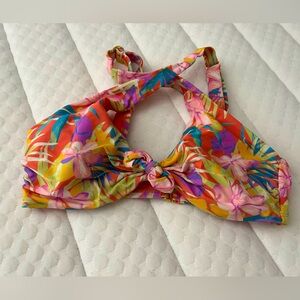 Time And Tru Womens Bikini Top Tropical Floral Adjustable Straps NWOT